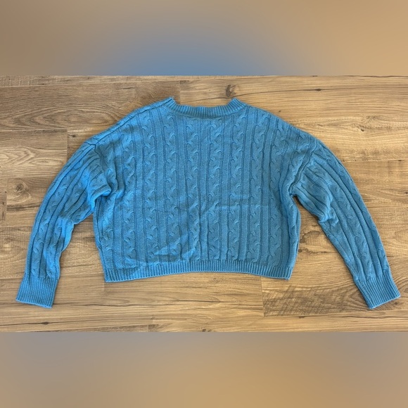 ZESICA NWOT Light Blue Knit Sweater Set Cozy Lounge Shorts & Long Sleeve Top L - Picture 3 of 7